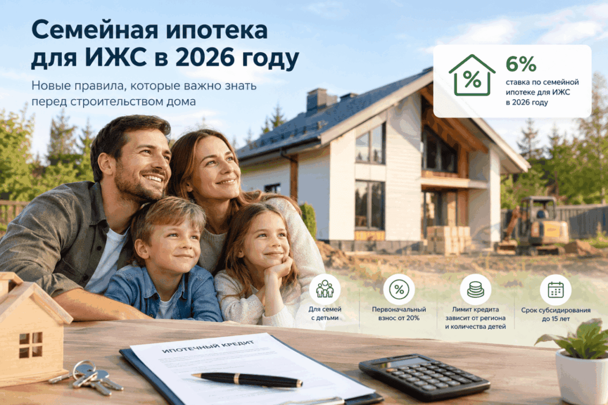 Новые условия семейной ипотеки для ИЖС в 2026 году