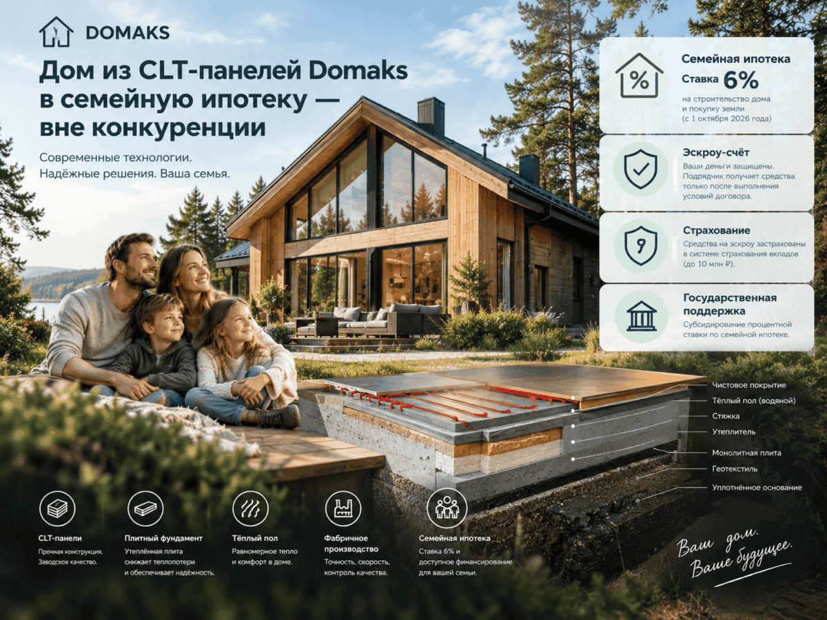 Почему дома из CLT-панелей Domaks в семейную ипотеку — вне конкуренции